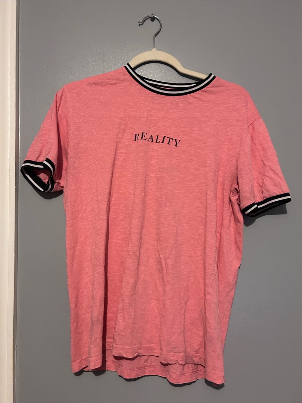 Denim & Flower Pink 'Reality' Ringer Tee with Black Trim